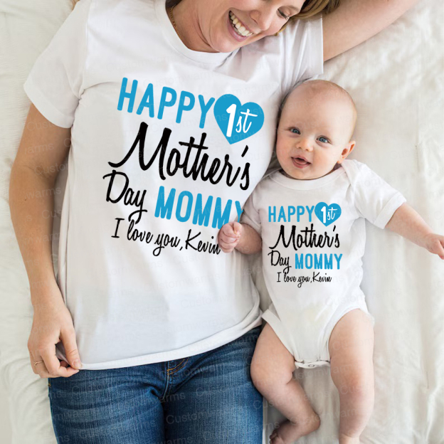 Personalized First Mother's Day Mommy and Baby Outfit | CWFamily56
