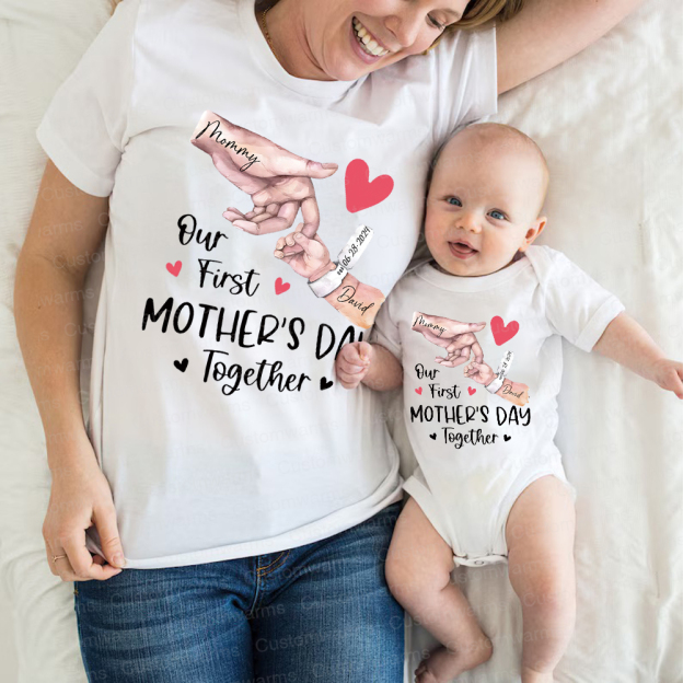 Personalized First Mother's Day Mommy and Baby Outfit | CWFamily57