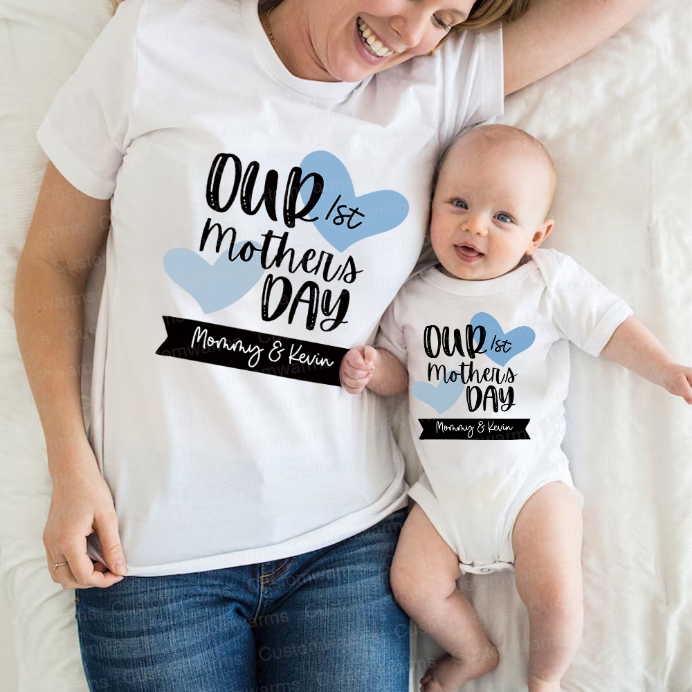 Personalized First Mother's Day Mommy and Baby Outfit | CWFamily58