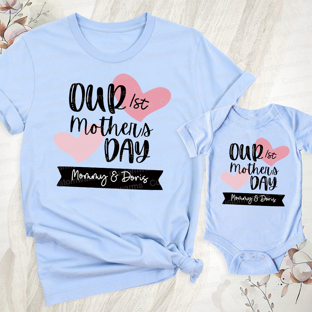 Personalized First Mother's Day Mommy and Baby Outfit | CWFamily58