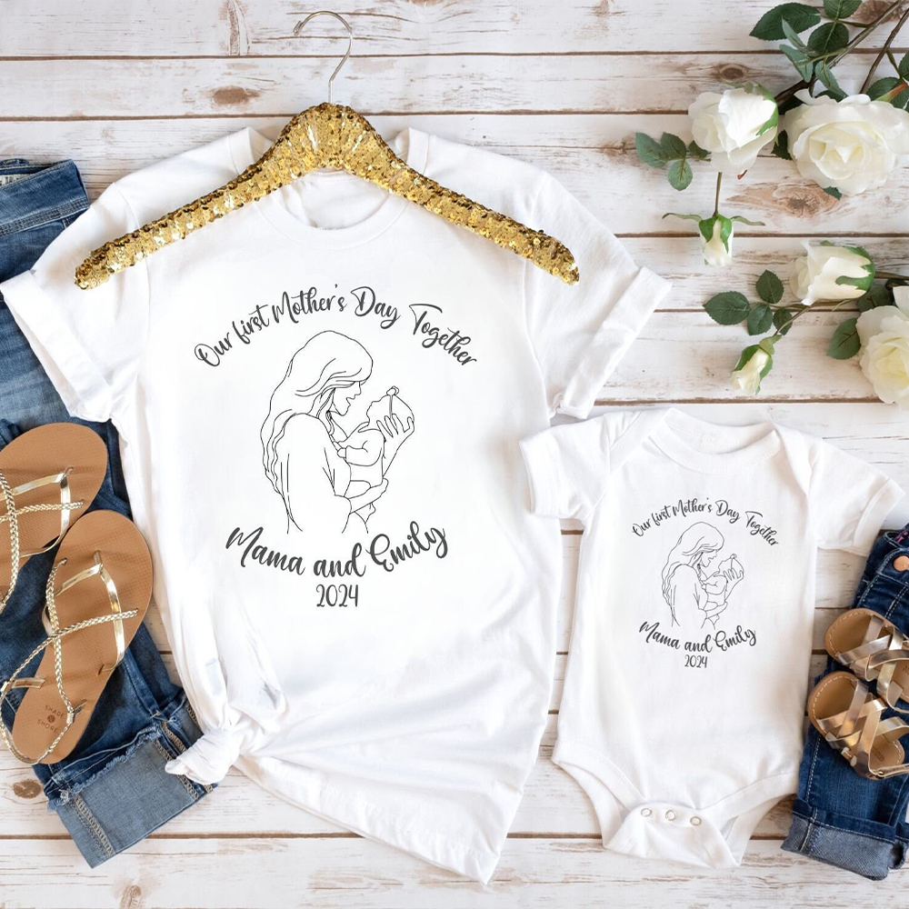 Personalized First Mother's Day Mommy and Baby Outfit | CWFamily61