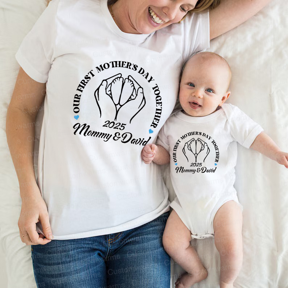 Personalized First Mother's Day Mommy and Baby Outfit | CWFamily63