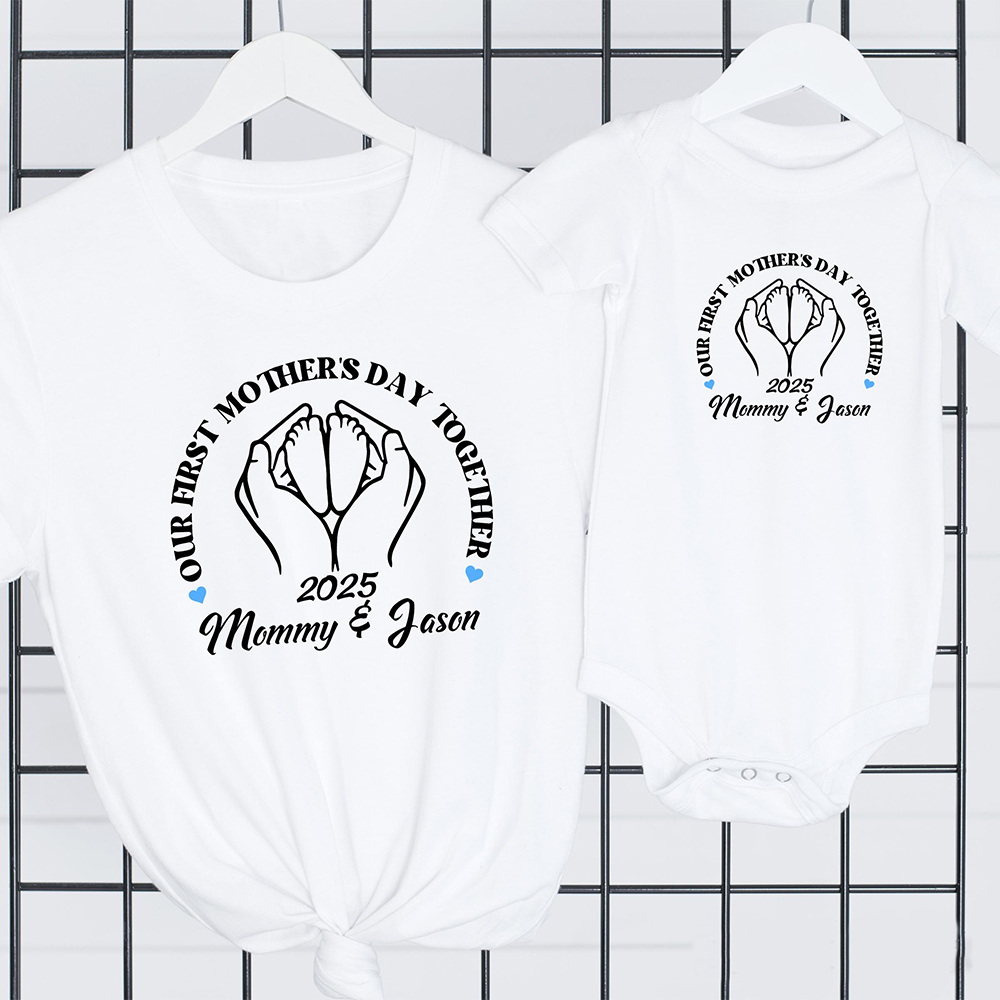 Personalized First Mother's Day Mommy and Baby Outfit | CWFamily63