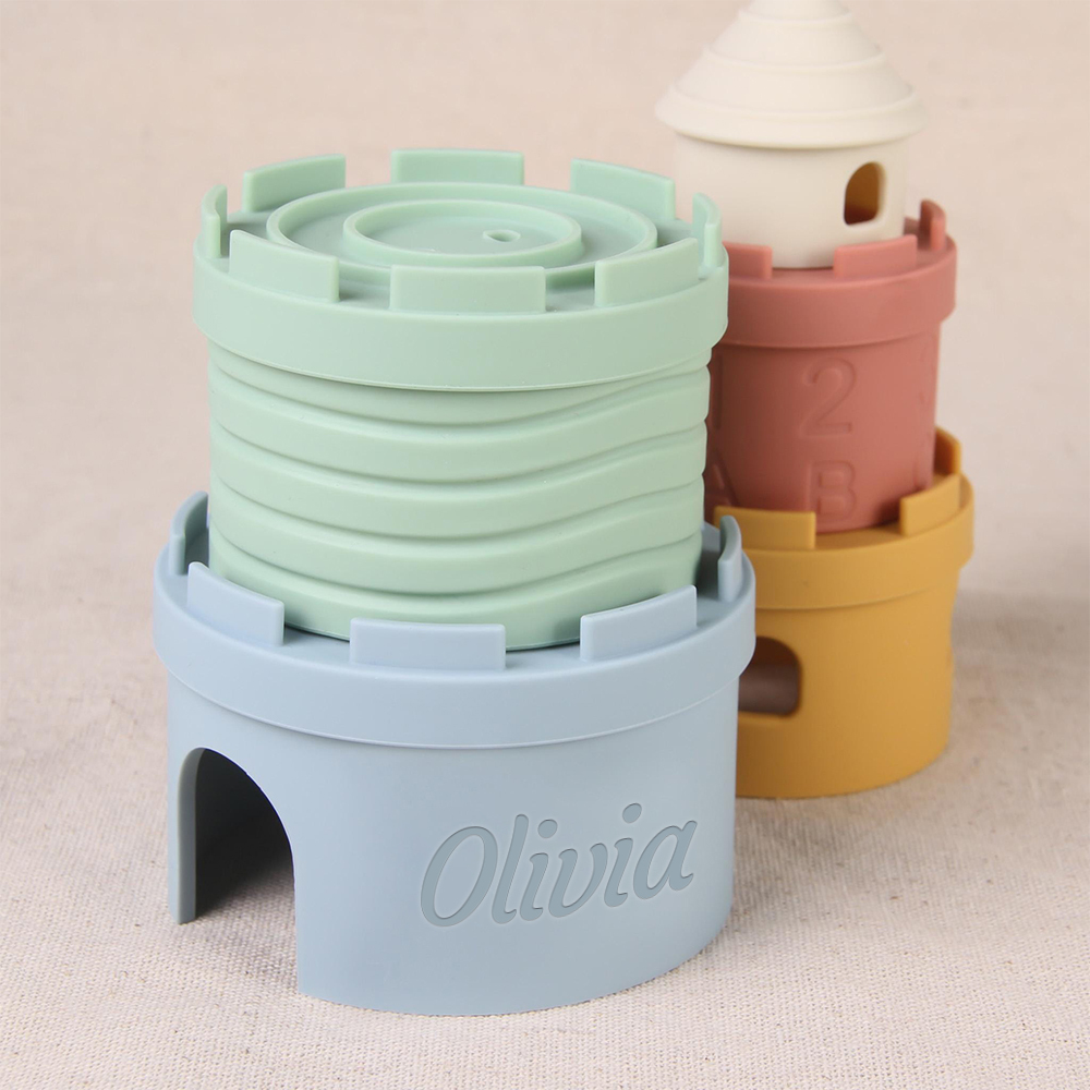 Personalized Baby Silicone Castle Teething Stacking Toy | CWToy123