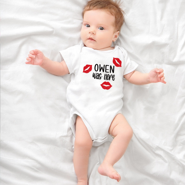 Personalized Baby I Was Here Kisses Romper | CWBaby215