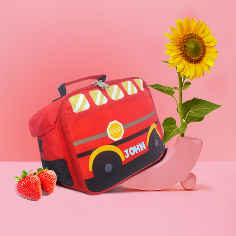 Personalized Embroidery 3D School Bus Insulation Lunch Box