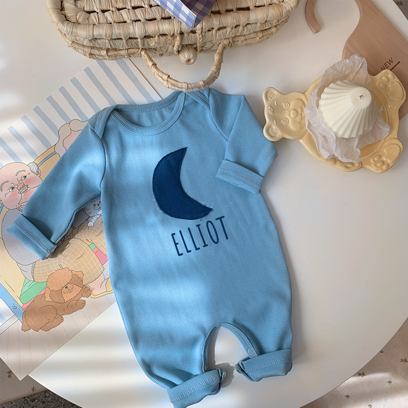 Personalized Kids Cozy Moon Sweatshirt Romper | inRomper10