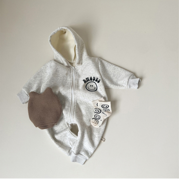 Personalized Kids Smile Face Zip Sweatshirt Romper | inRomper11