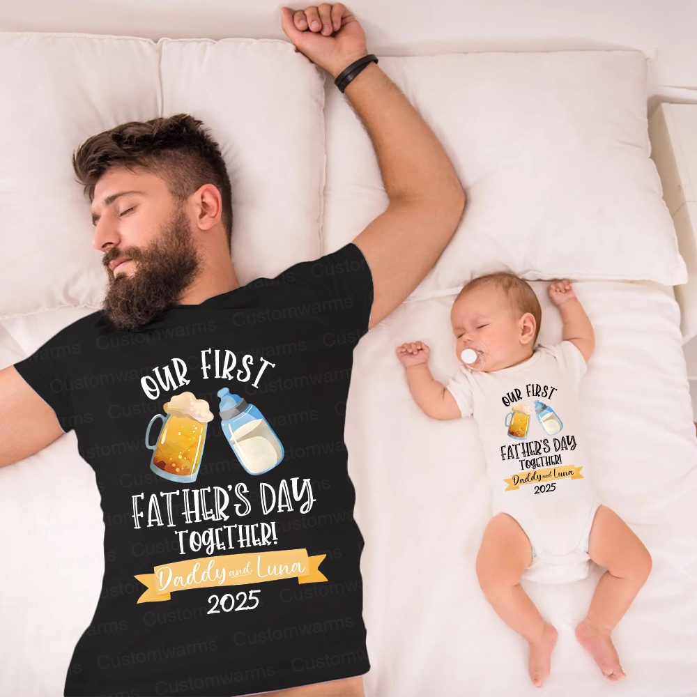 Personalized First Father's Day Daddy and Baby Outfit | CWFamily64