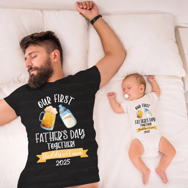 Personalized First Father's Day Daddy and Baby Outfit | CWFamily64