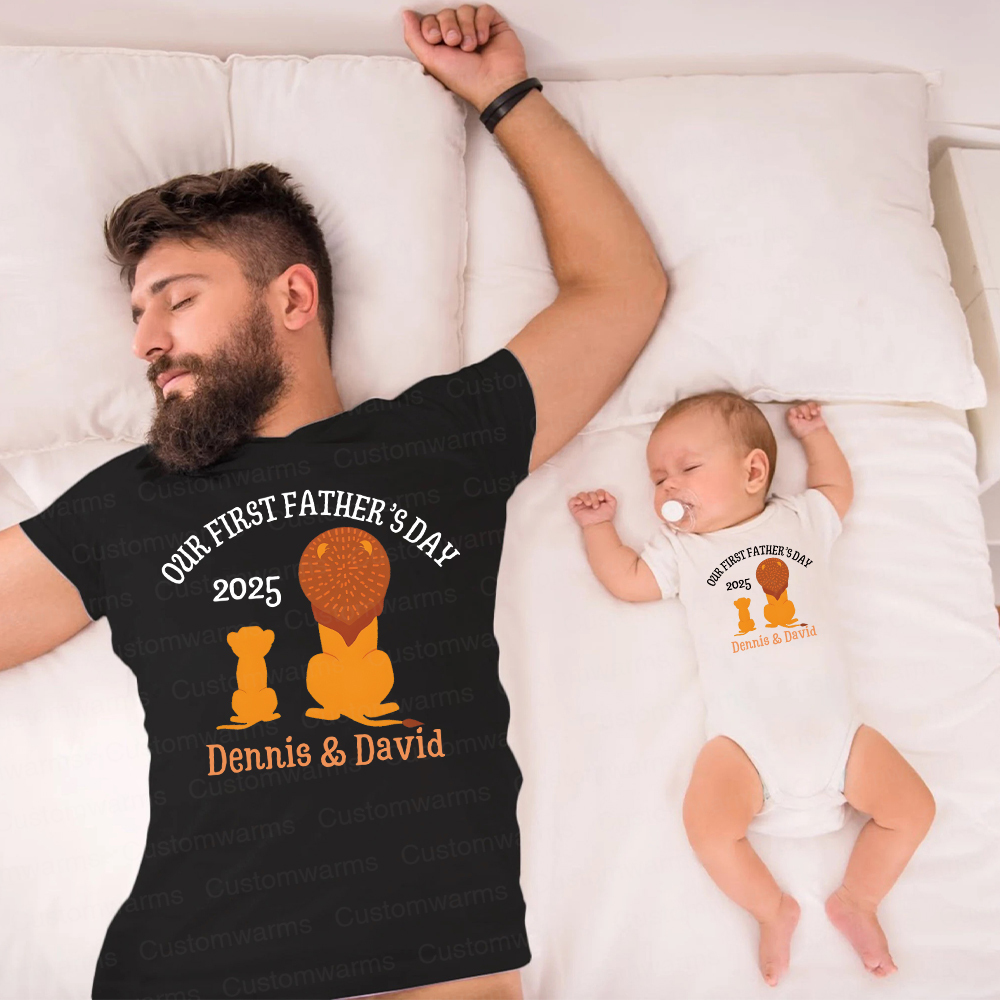 Personalized First Father's Day Daddy and Baby Outfit | CWFamily65