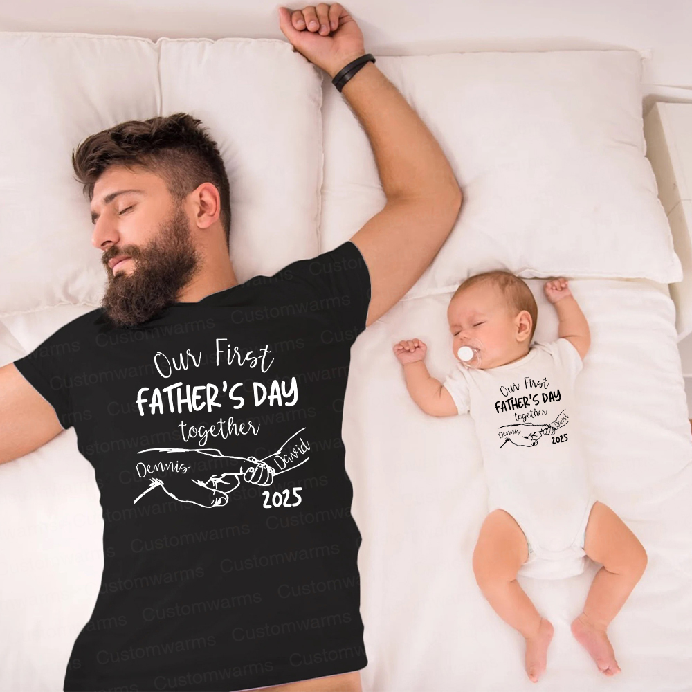 Personalized First Father's Day Daddy and Baby Outfit | CWFamily66