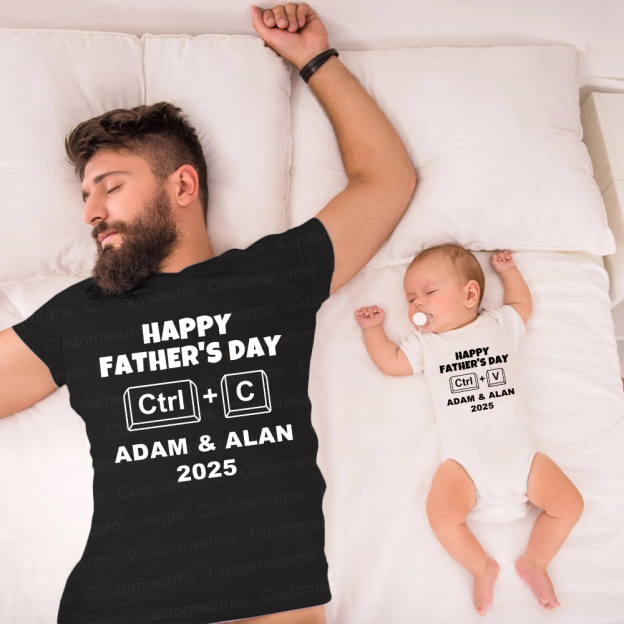 Personalized First Father's Day Daddy and Baby Outfit | CWFamily71