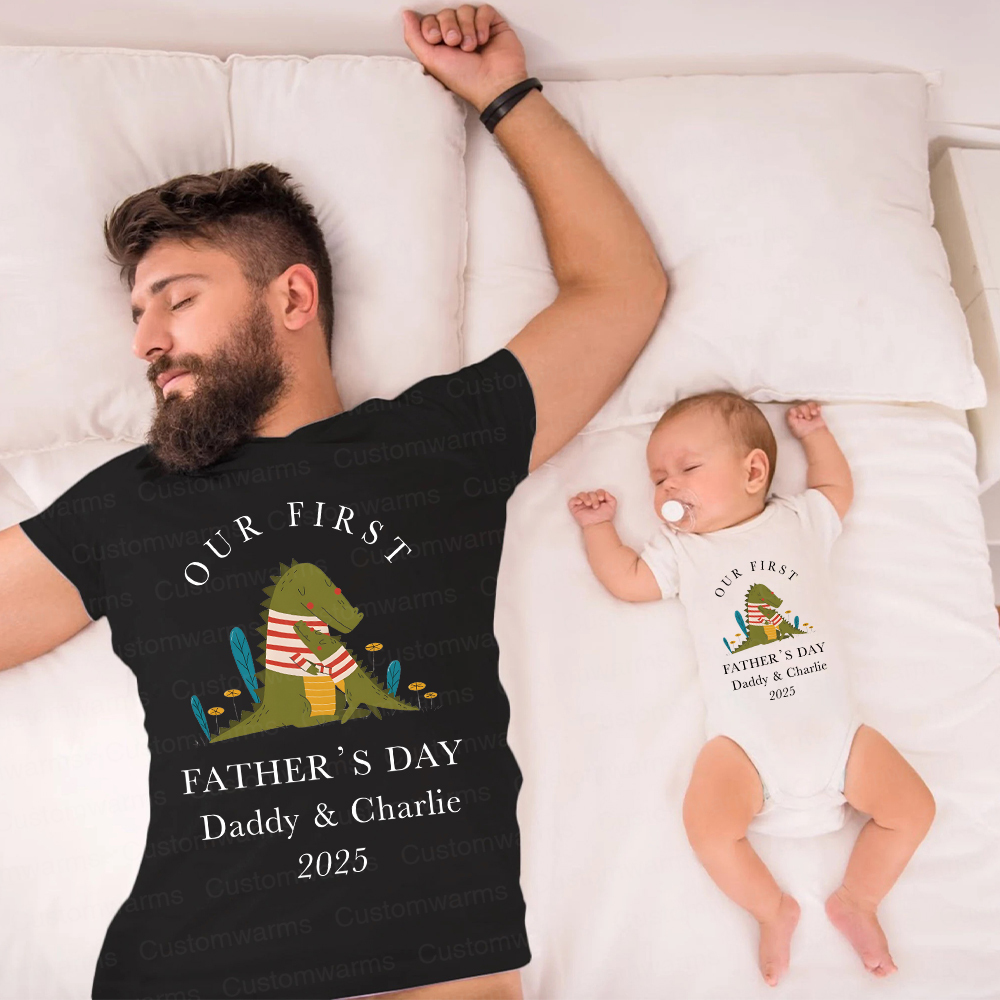 Personalized First Father's Day Daddy and Baby Outfit | CWFamily72