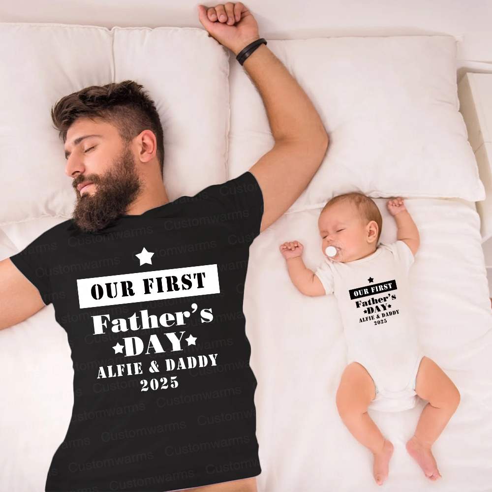 Personalized First Father's Day Daddy and Baby Outfit | CWFamily73