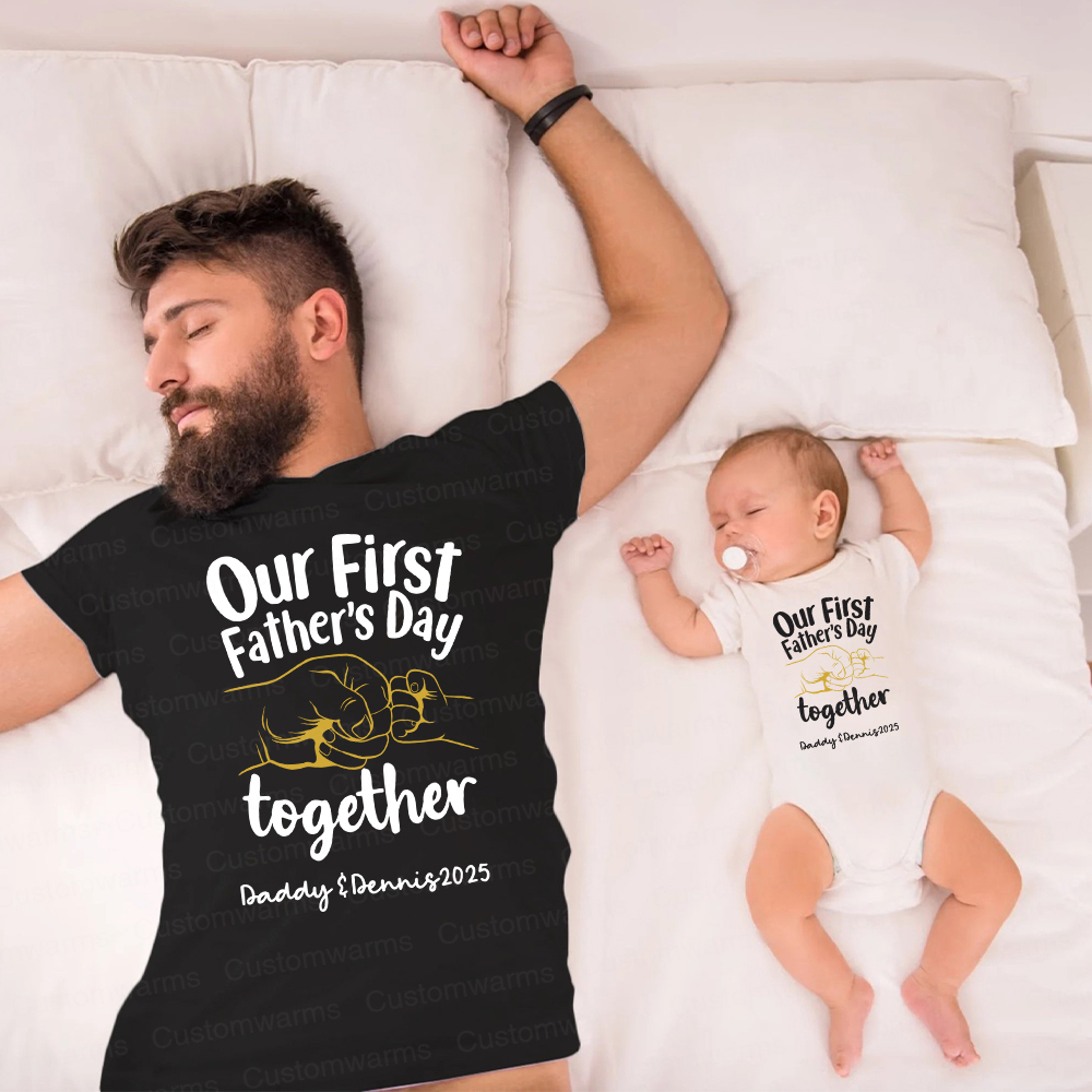 Personalized First Father's Day Daddy and Baby Outfit | CWFamily74