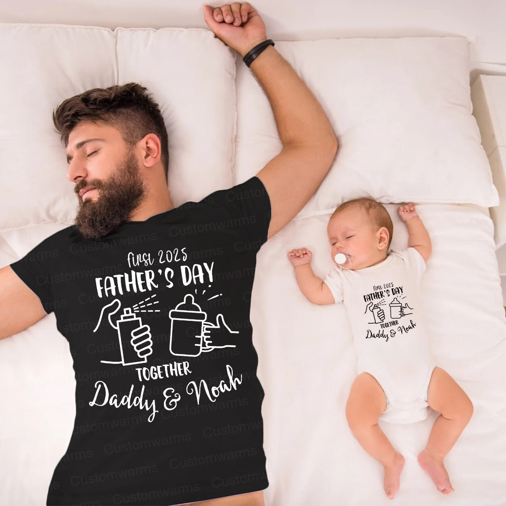 Personalized First Father's Day Daddy and Baby Outfit | CWFamily68