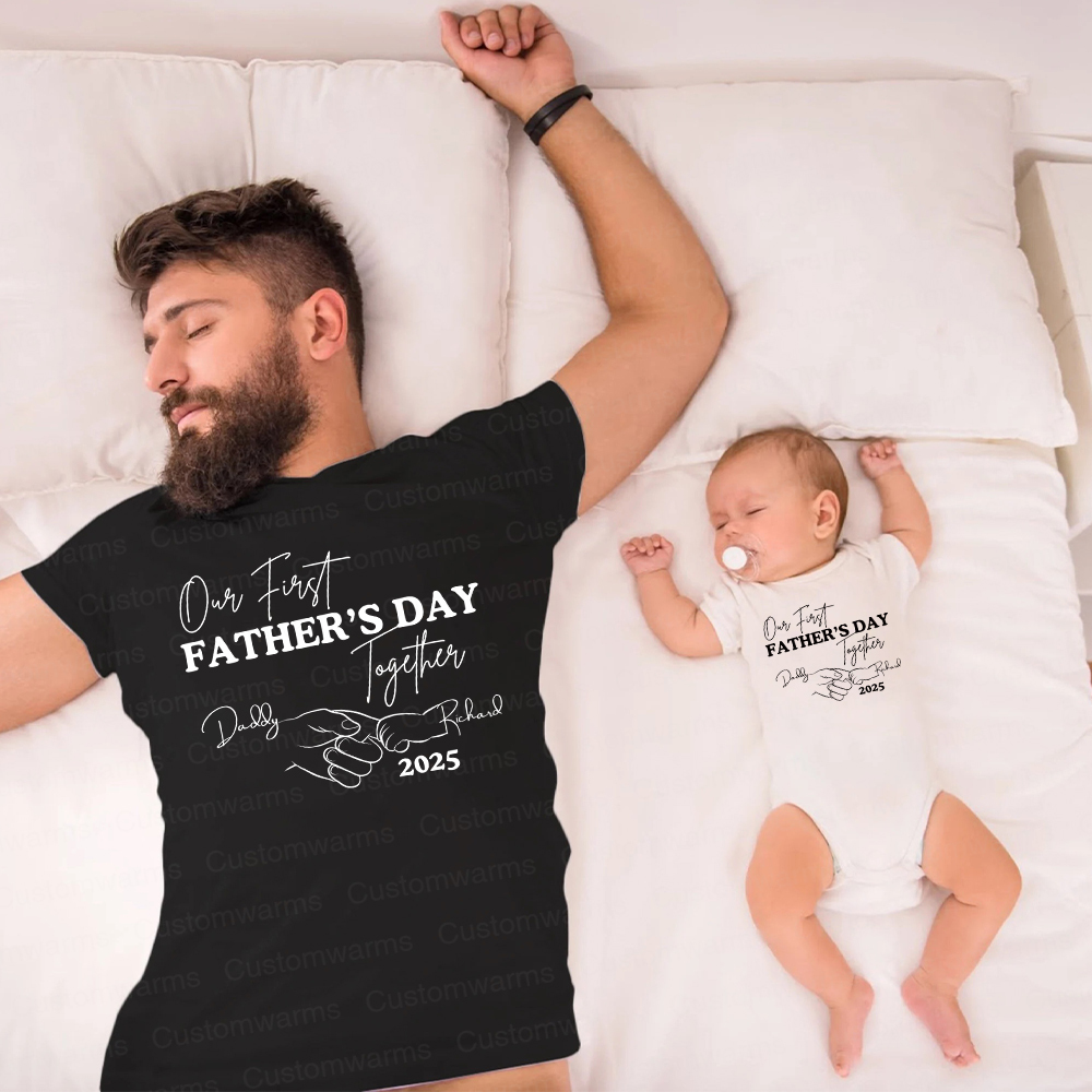 Personalized First Father's Day Daddy and Baby Outfit | CWFamily75