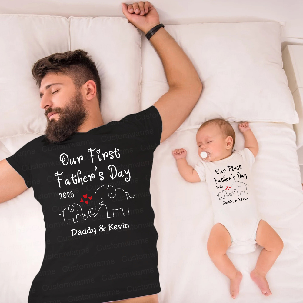 Personalized First Father's Day Daddy and Baby Outfit | CWFamily76