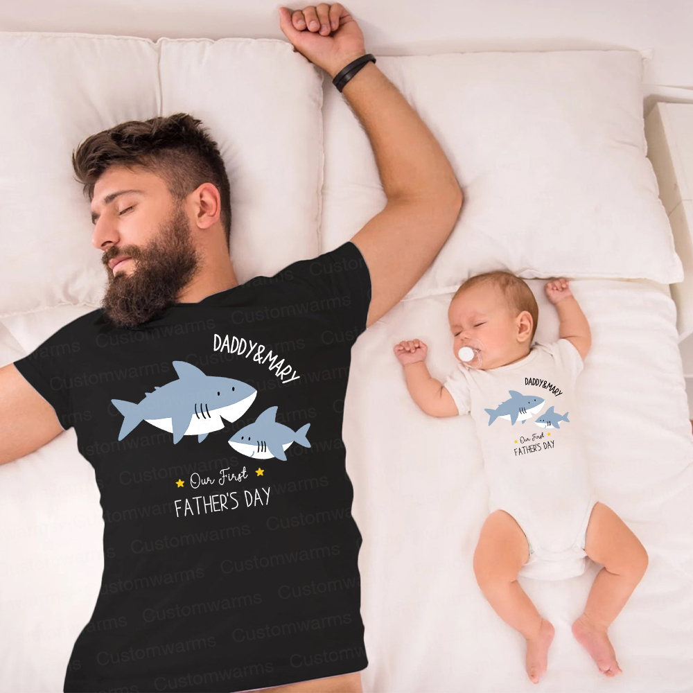 Personalized First Father's Day Daddy and Baby Outfit | CWFamily81