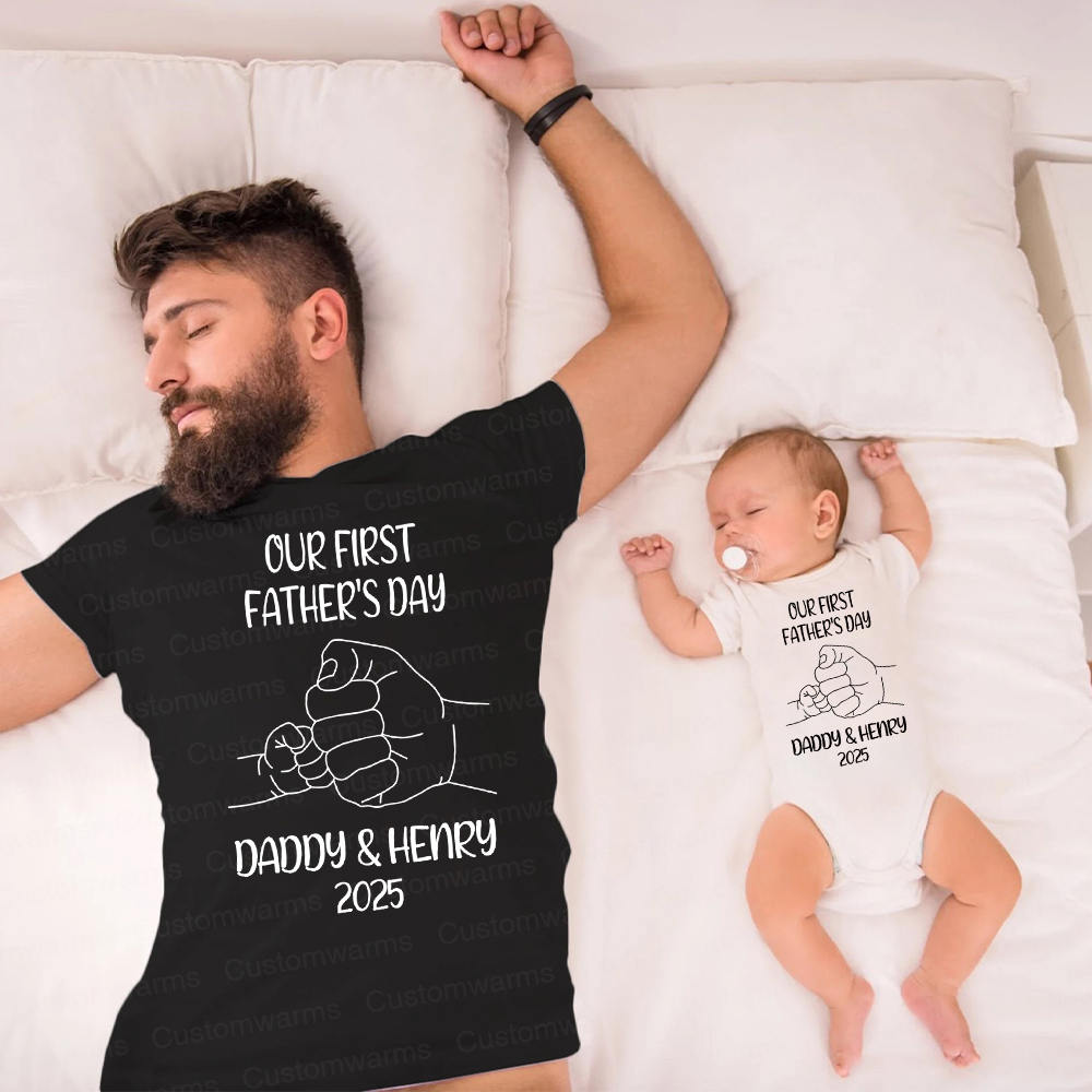 Personalized First Father's Day Daddy and Baby Outfit | CWFamily82