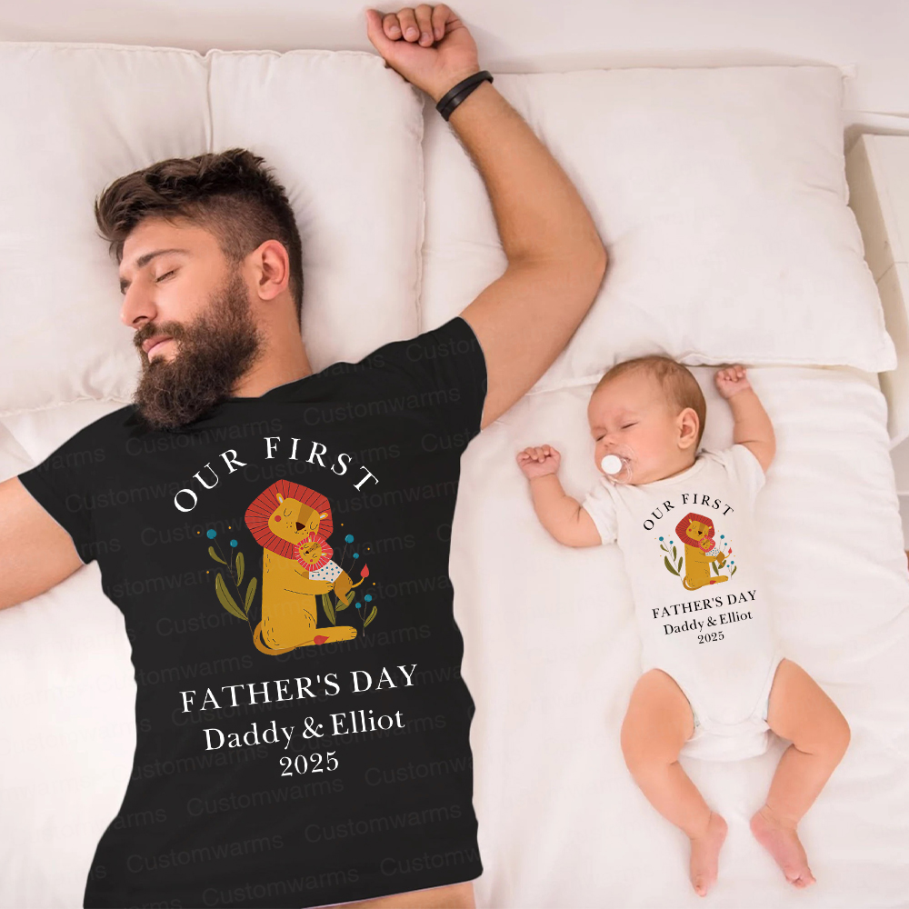 Personalized First Father's Day Daddy and Baby Outfit | CWFamily83