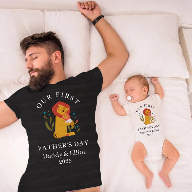 Personalized First Father's Day Daddy and Baby Outfit | CWFamily83