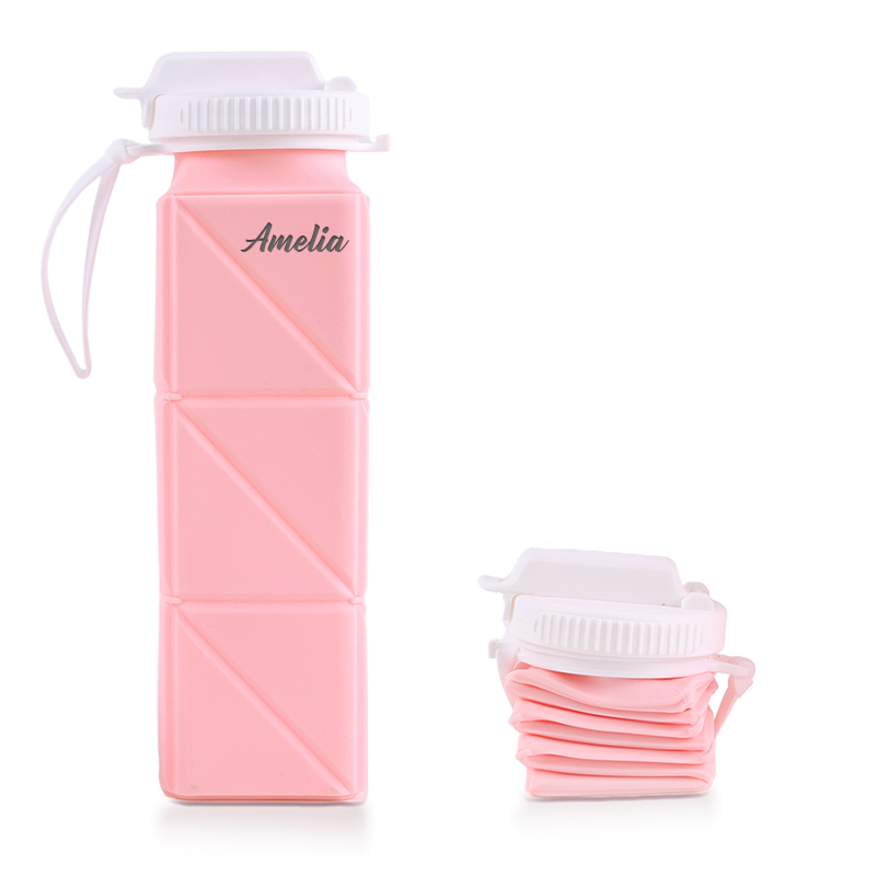 Personalised BPA Free 20oz Food Grade Silicone Foldable Water Bottles | YouBottle80