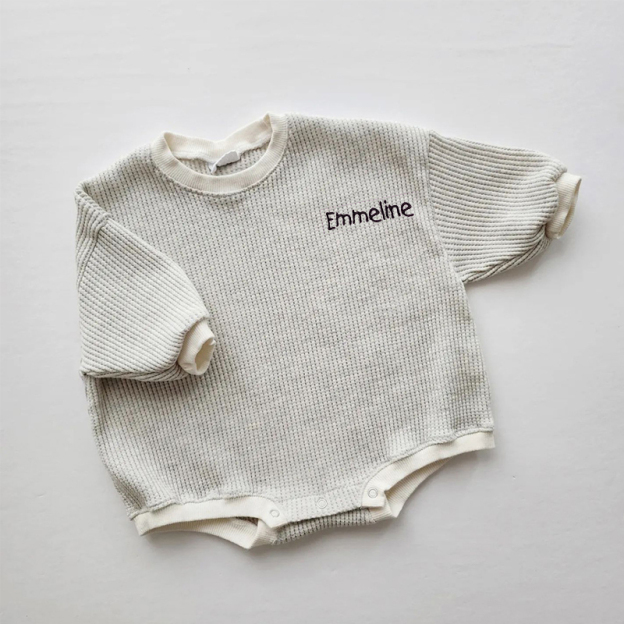 Personalized Embroidery Kids Cozy Color Sweatshirt Romper | inRomper15