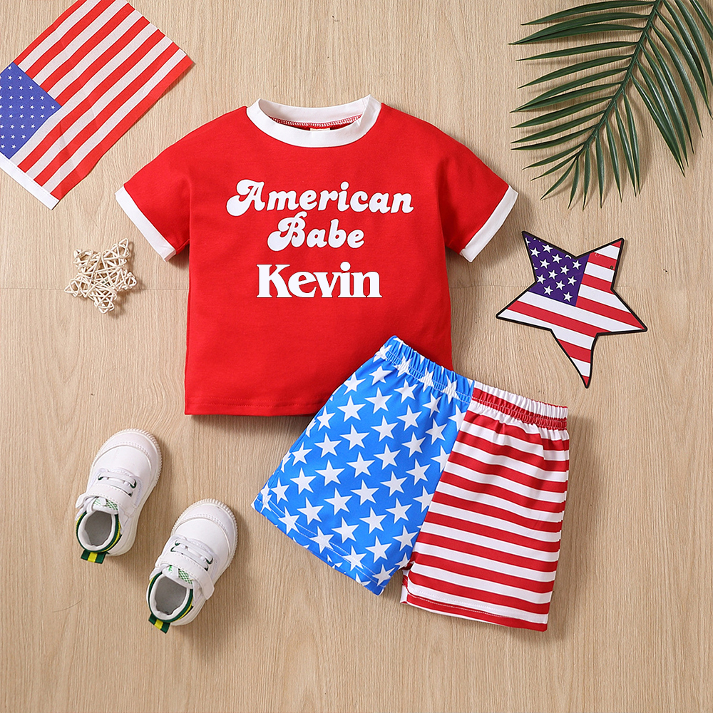 Personalized Boys The 4th Of July Shirt and Shorts Set  | CWBaby232