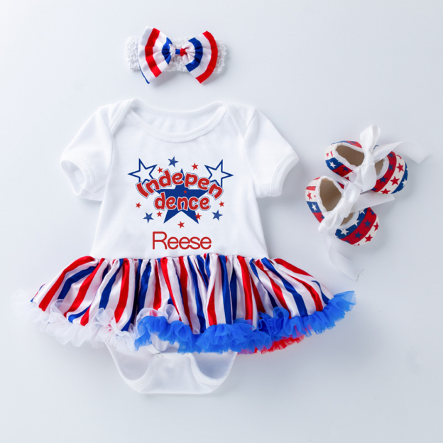 Personalized 4th of July Independence Day 3 Pcs Outfit Set | CWBaby233