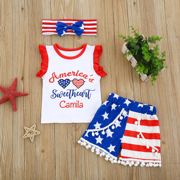 Personalized 4th of July Independence Day Outfit Set | CWBaby235