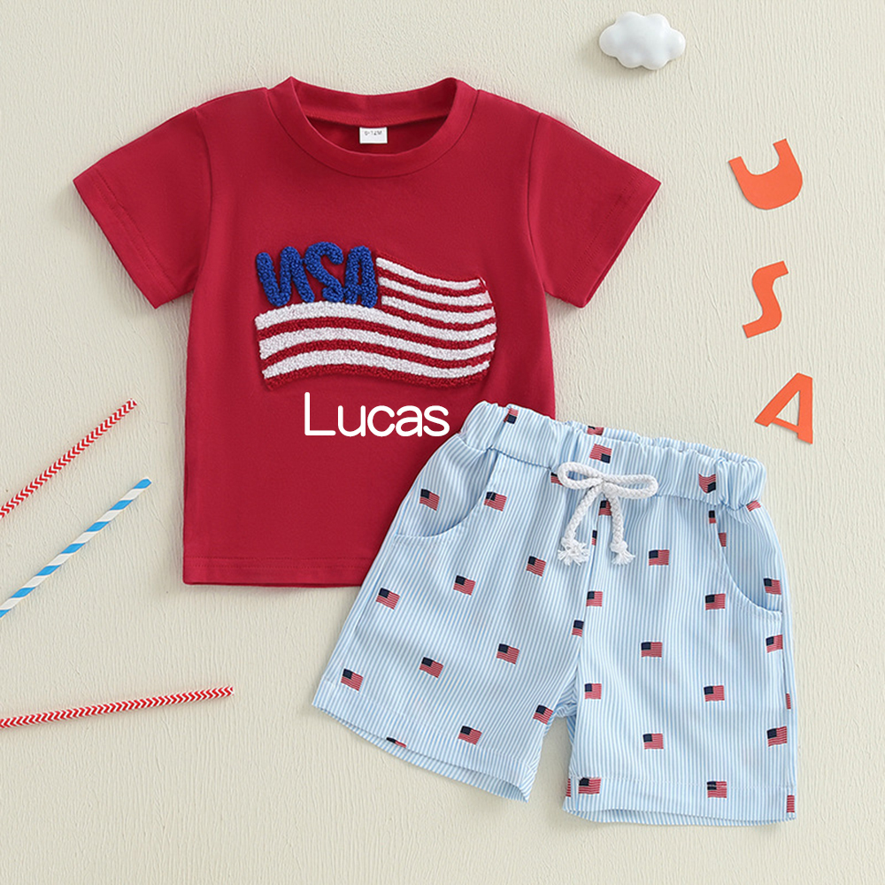 Personalized Boys The 4th Of July Shirt and Shorts Set  | CWBaby249
