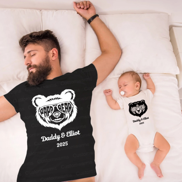 Personalized First Father's Day Daddy and Baby Outfit | CWFamily104