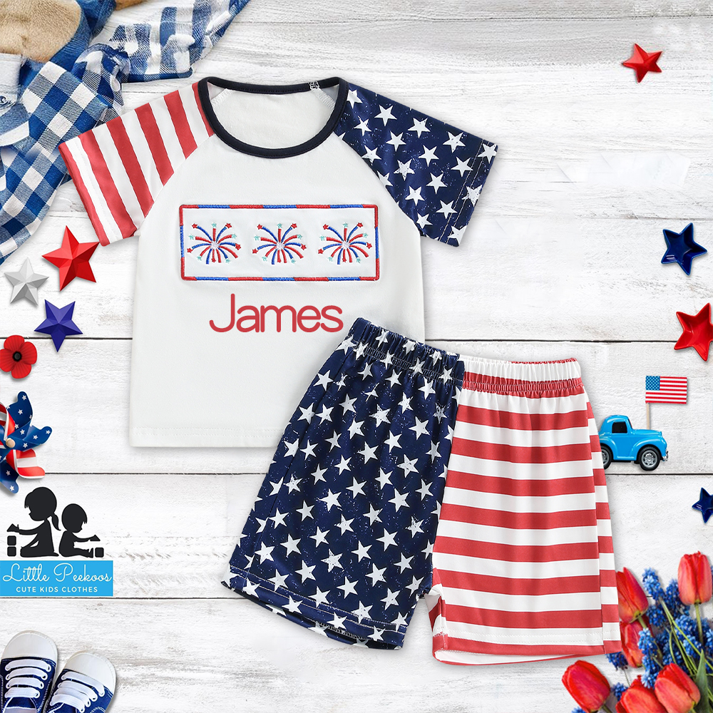 Personalized Boys The 4th Of July Shirt and Shorts Set  | CWBaby255