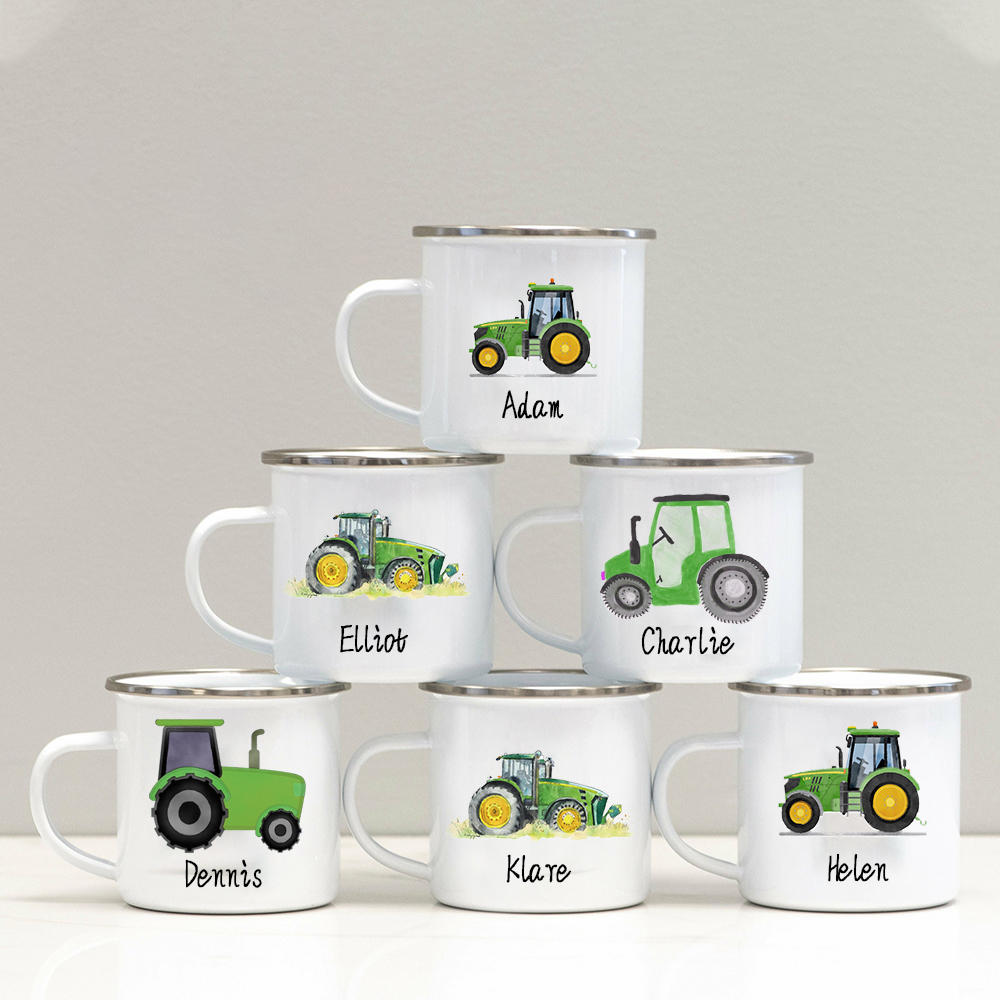 Personalised 12oz Green Truck Mugs for Kids | KidMug07