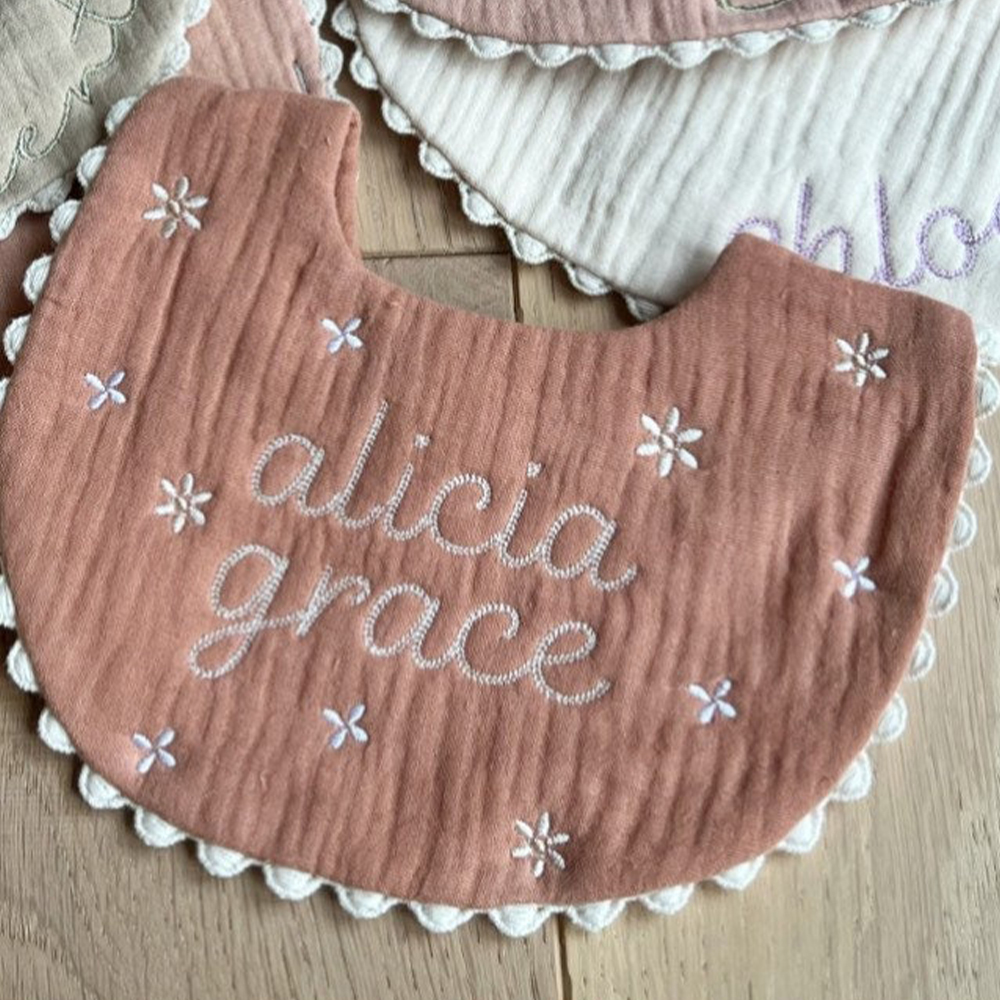 Personalized Embroidered Baby Muslin Bib | CWBaby21401