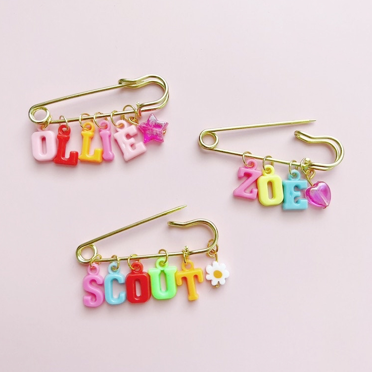 Personalized Colorful Letter Badge Safety Pin | CWToy132