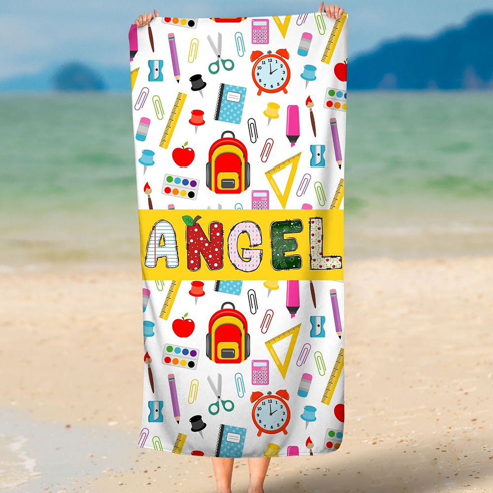 Personalized Back To School Essentials Beach Towel | CWTowel169