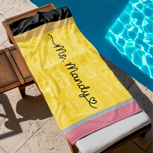 Personalized Back To School Essentials Beach Towel | CWTowel170