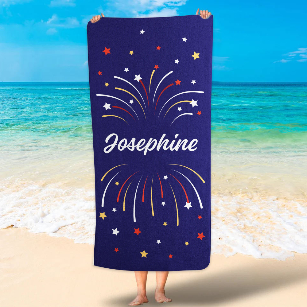 Personalized 4th of July Independence Day Beach Towel | CWTowel174