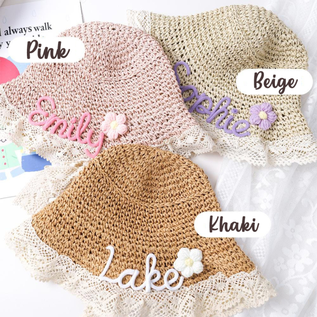 Personalized Summer Hand Embroidered Straw Hat | CWBeach197