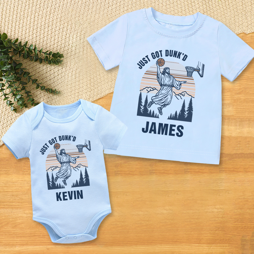 Personalized Baby Just Got Dunked Funny Baptism Shirts | CWBaby269