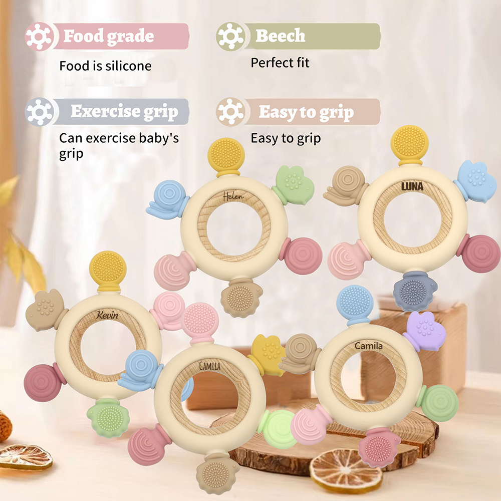 Personalised Baby Food Silicone Sensory Teething Ring | CWToy136