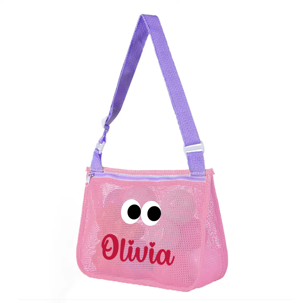 Personalized Seashell Zipper Mesh Beach Bag | CWBeach0101