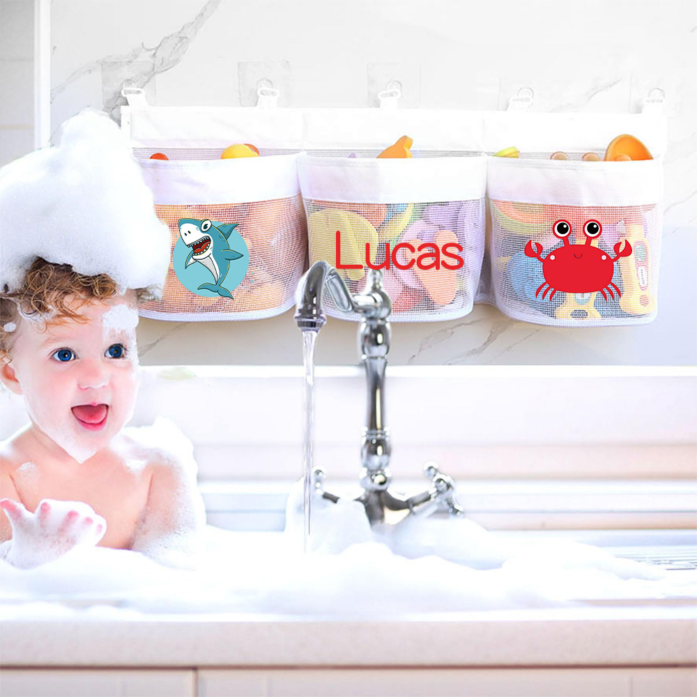 Personalized Wall-mounted Bath Toy Storage Mesh Bag | CWToy137
