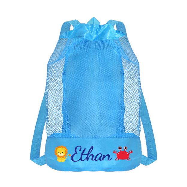 Personalized Mesh Adjustable Drawstring Beach Backpack | CWBeach198