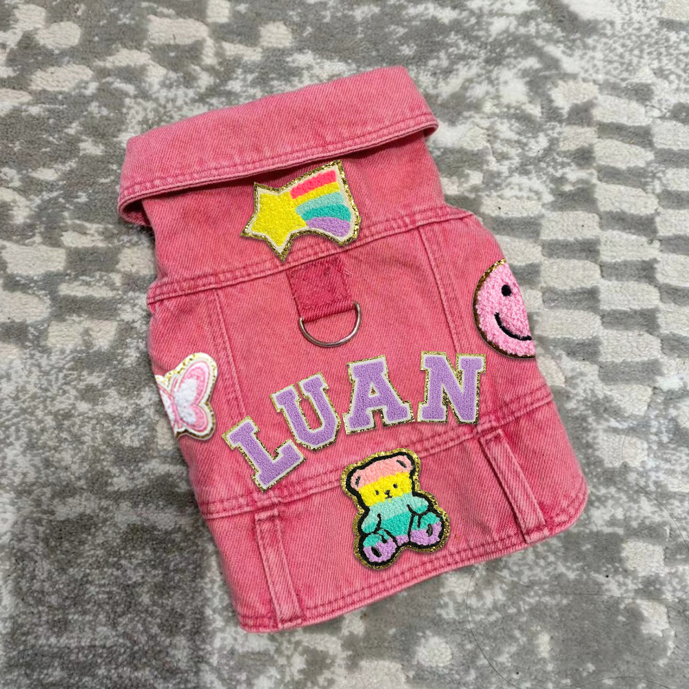 Personalized Handmade Chenille Patch Pets Denim Jacket | BKPet405
