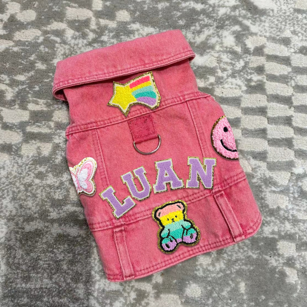 Personalized Handmade Chenille Patch Pets Denim Jacket | BKPet405