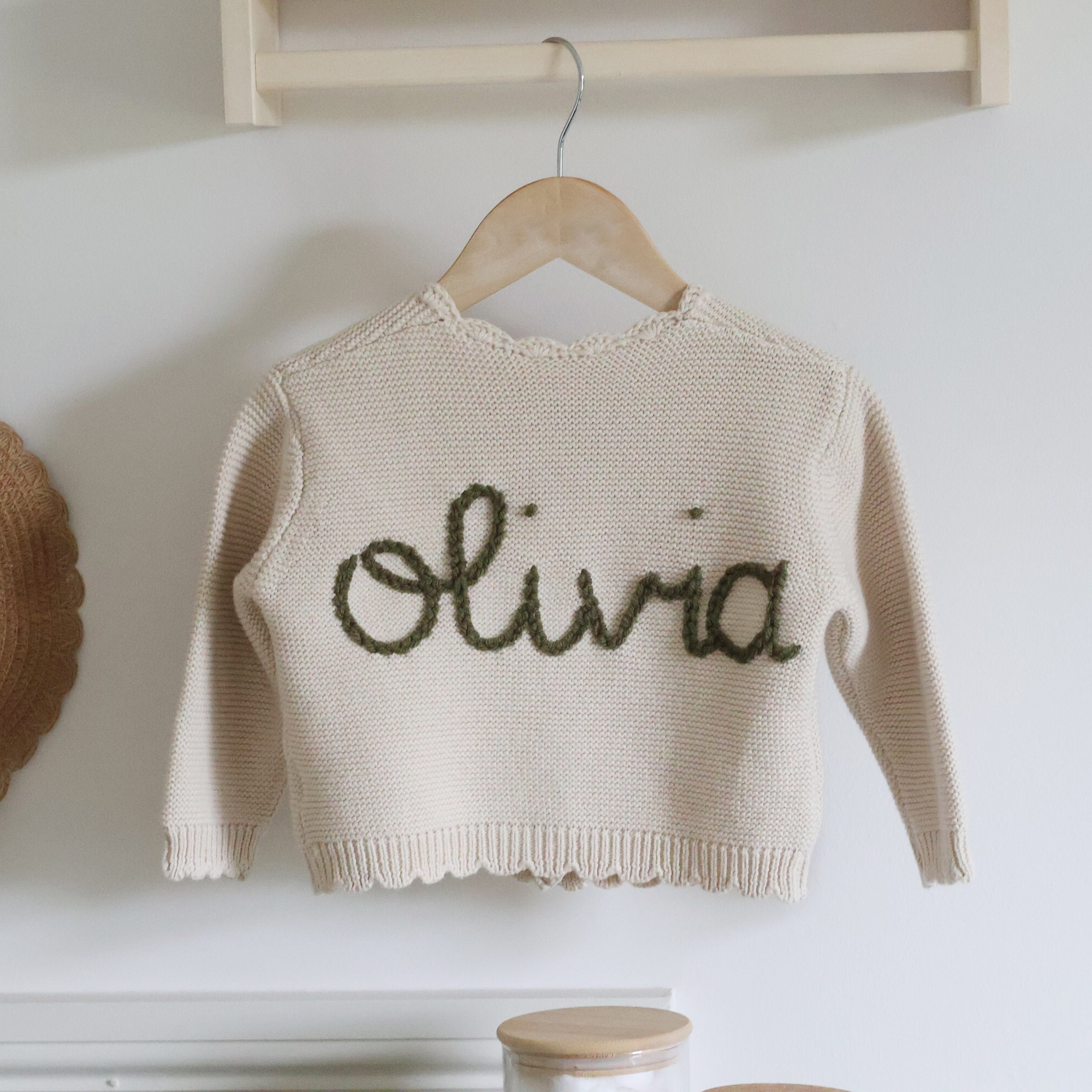 Personalized Hand Embroidered Baby Cardigan | CWBaby283